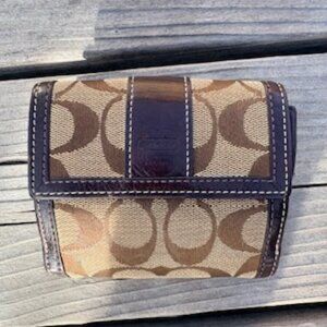 Coach Wallet Signature Jacquard with Leather Accent